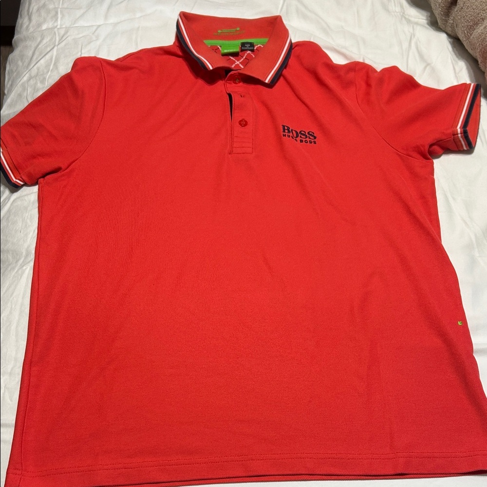 Hugo Boss Red Polo with Contrast Trim used